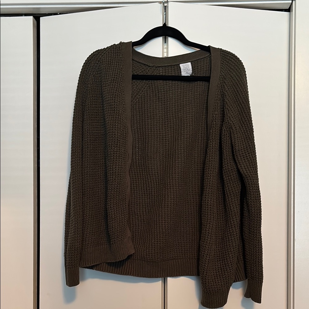 Hudson’s Bay Core Life Olive Green Waffle Knit Cardigan